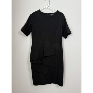 Teri Jon Rickie Freeman Sheath Dress Short Sleeve Sz 8 Ruffle Career Gala Event